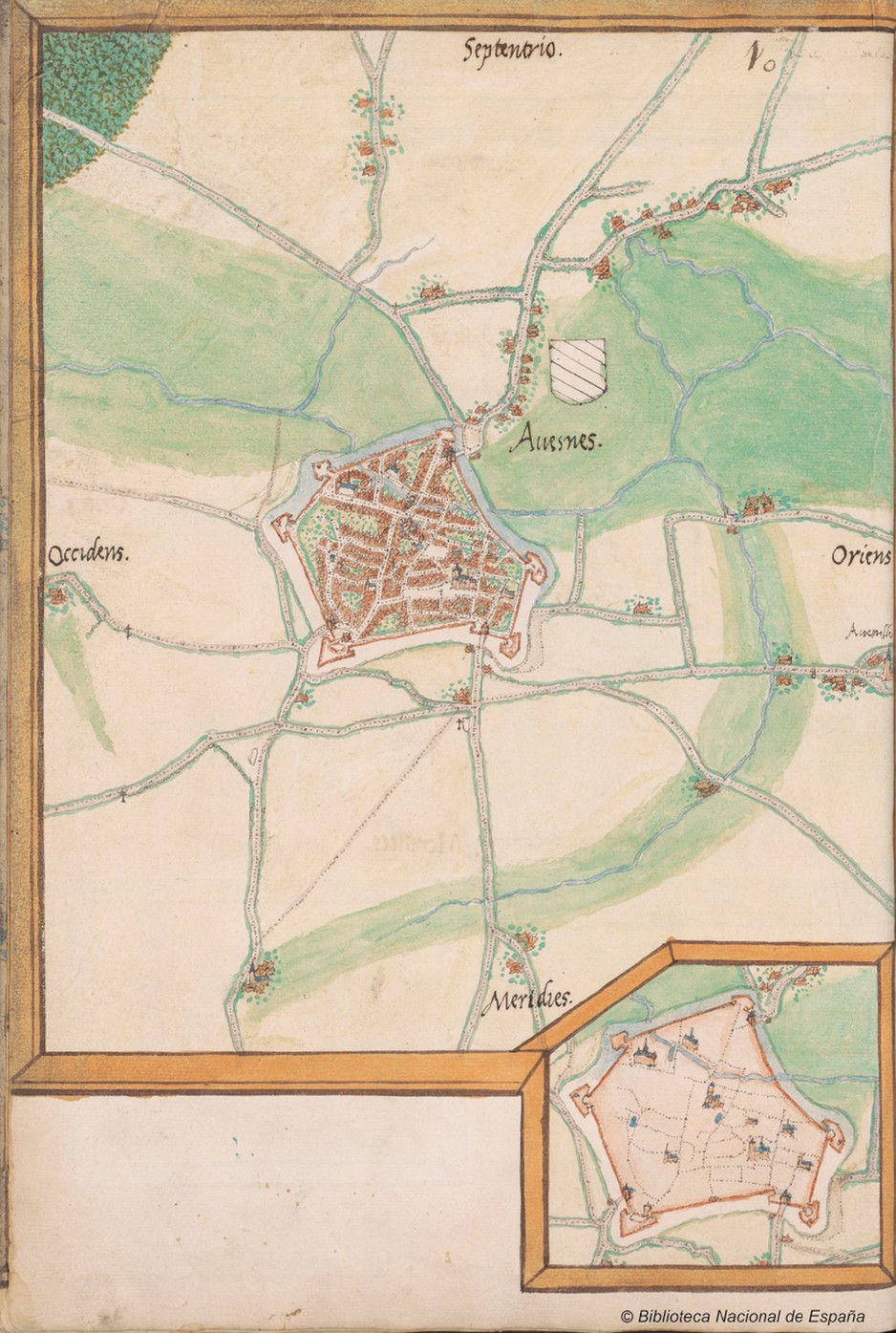 Avesnes sur Helpe sur une carte de Jacques de deventer vers 1550