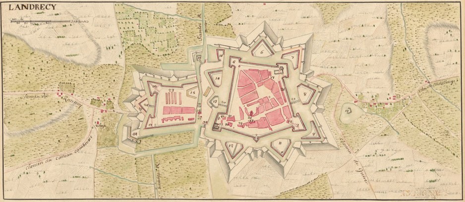 Plan de Landrecies en 1721.