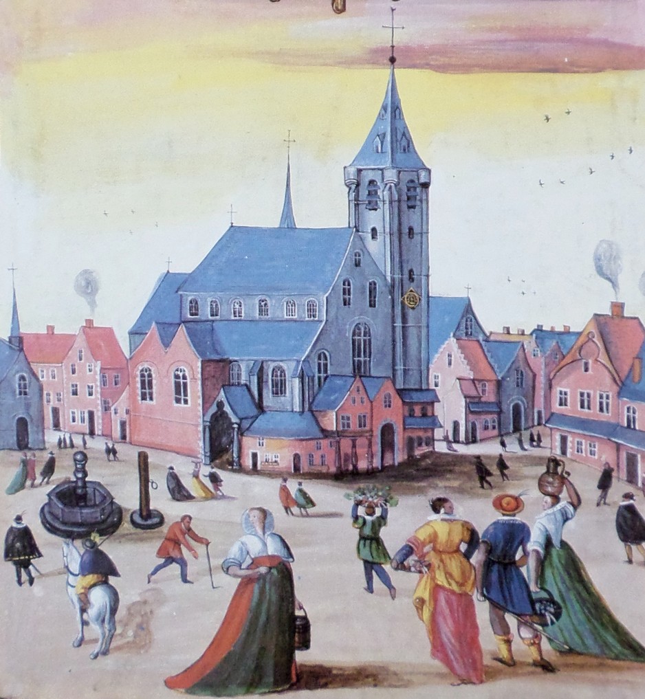 Maubeuge, La collégiale St Quentin ou Ste Aldegonde sur les albums de Croÿ vers 1600.