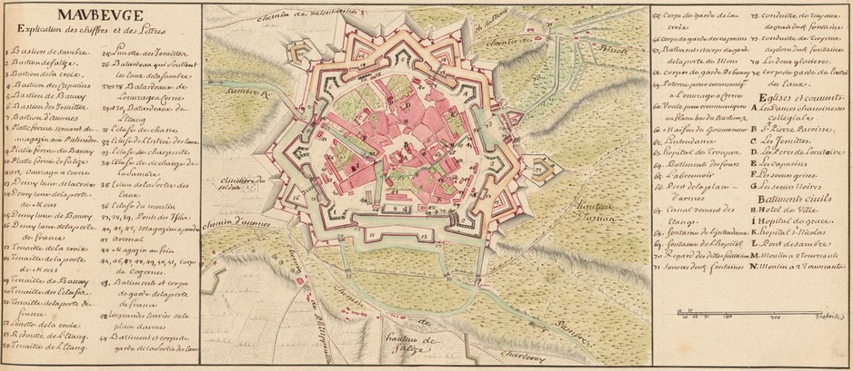 Plan de Maubeuge en 1721.