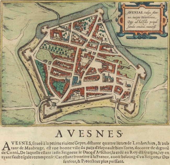 Les remparts d'Avesnes sur Helpe. Plan 1645