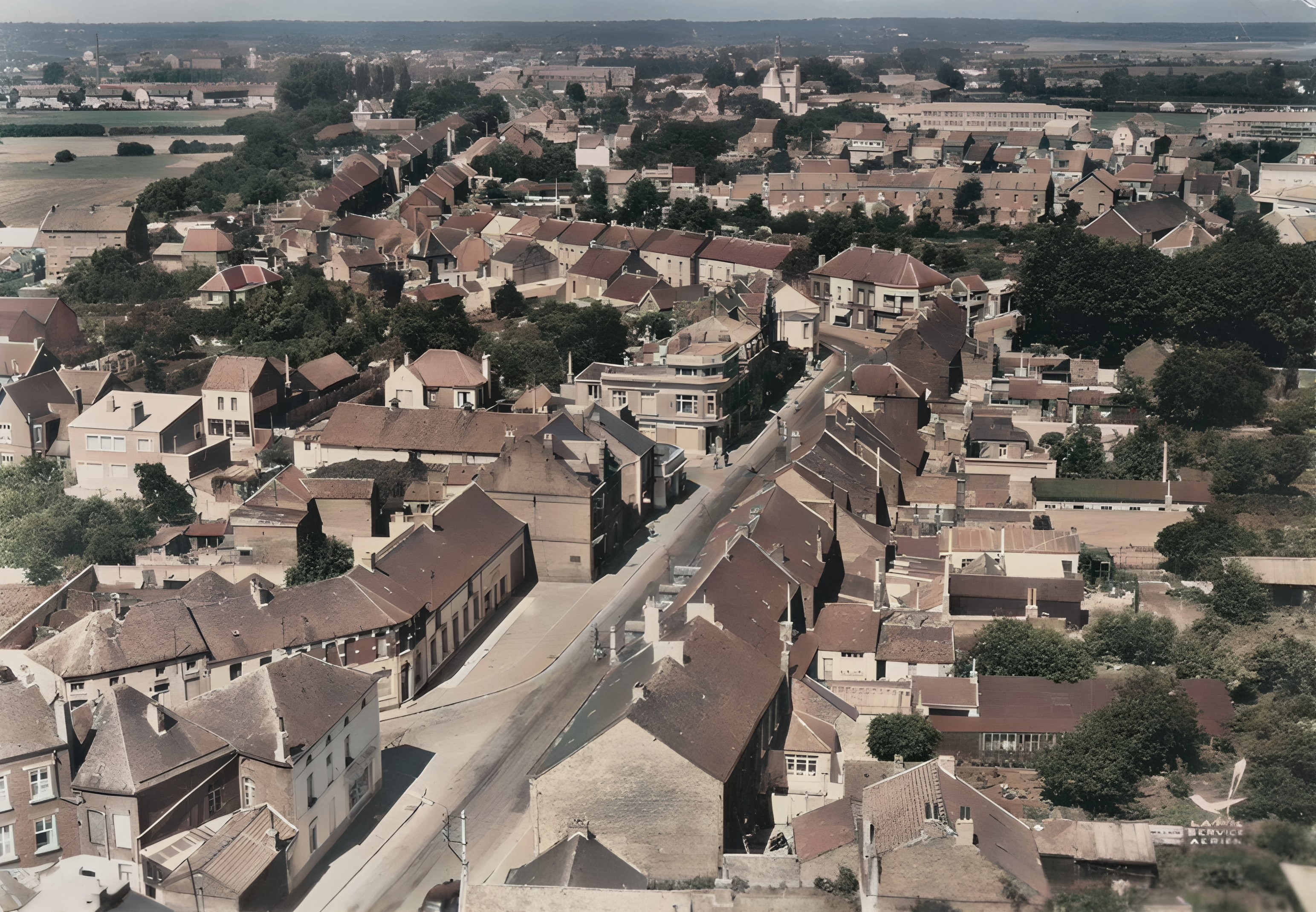 Aulnoye Aymeries, rue Jean Jaurès, vue aérienne.