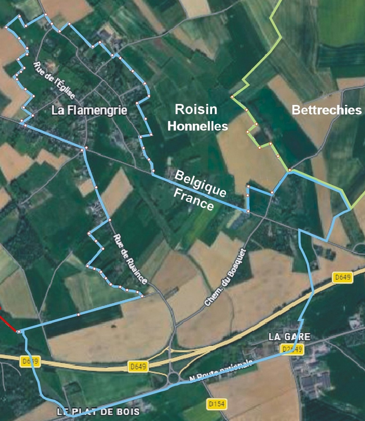 Carte des 65 bornes frontières
