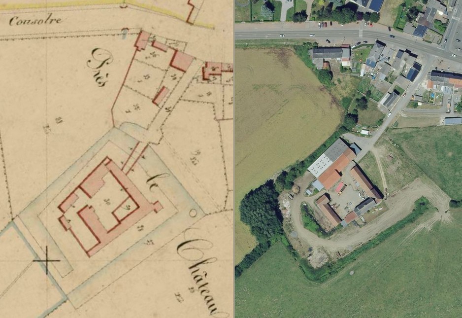 Ferme du château de Cerfontaine sur le cadastre de 1846.