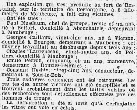 Stèle de Cerfontaine, article de presse