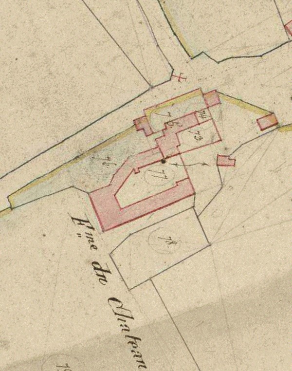 Le château de Bérelles sur le cadastre de 1828.
