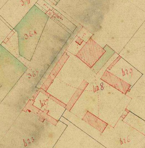Le Château d'Hugémont à Dompierre sur Helpe. Le cadastre
