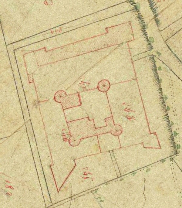 Le château d'Eclaibes sur le cadastre de 1810.