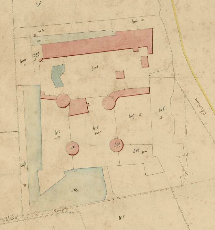 Le château d'Eclaibes sur le cadastre de 1845.