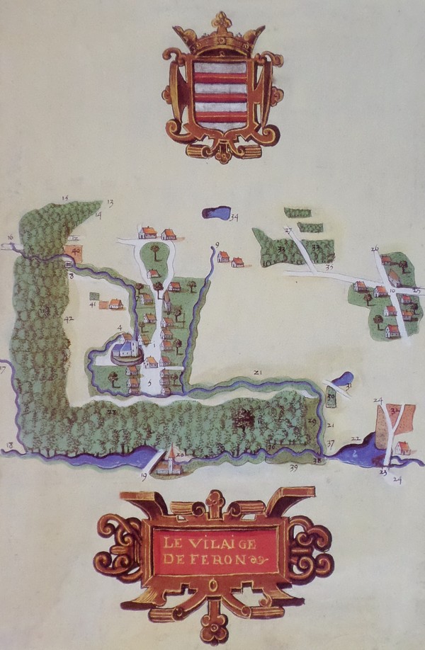 La ferme - château du Pont de Sains à Féron sur les albums de Croÿ.