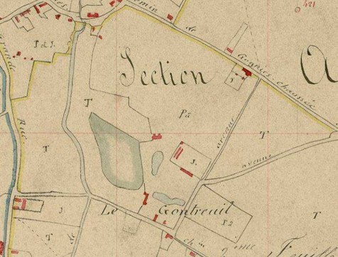 Le château sur le cadastre de 1844