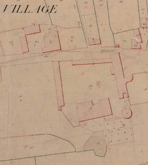 Le château de Jeumont sur le cadastre de 1845.