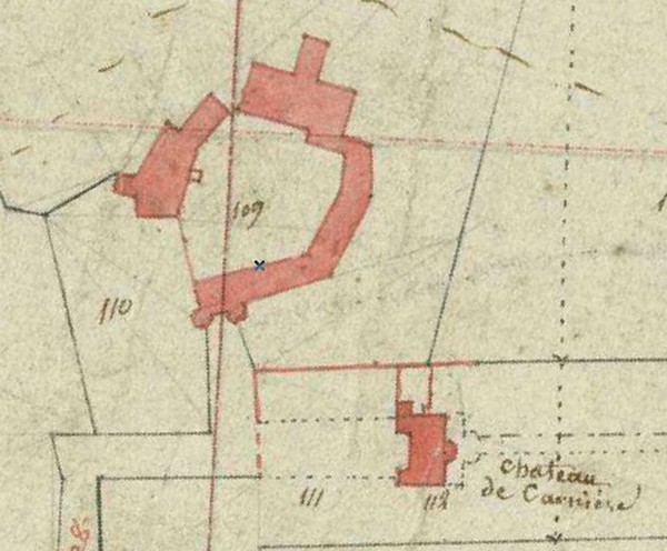 Le Château de la Carnière à Recquignies sur le cadastre de 1846.