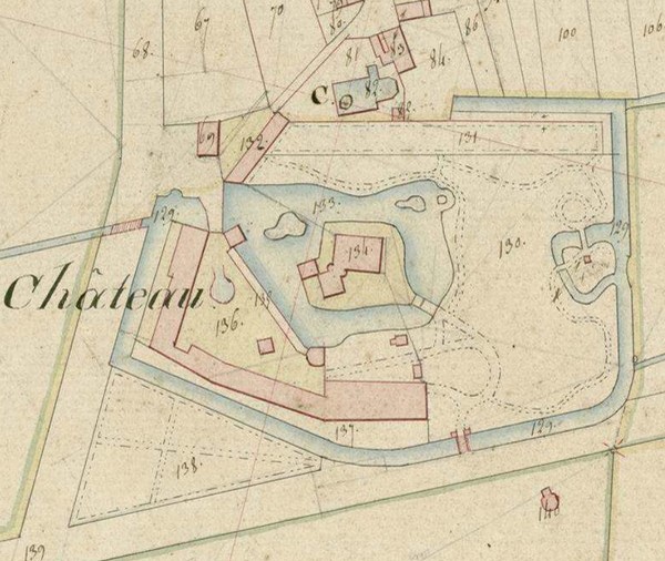Le Château de Ruesnes sur le cadastre de 1831.