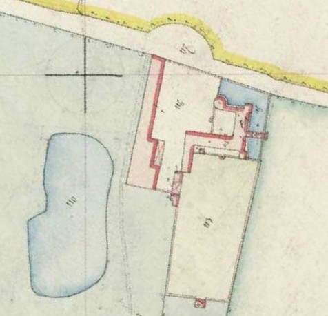 Le Château de Coutant à Saint Hilaire sur Helpe sur le cadastre de 1868.