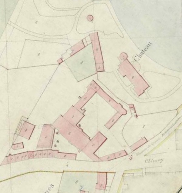 Le château de Trélon sur cadastre de 1880.