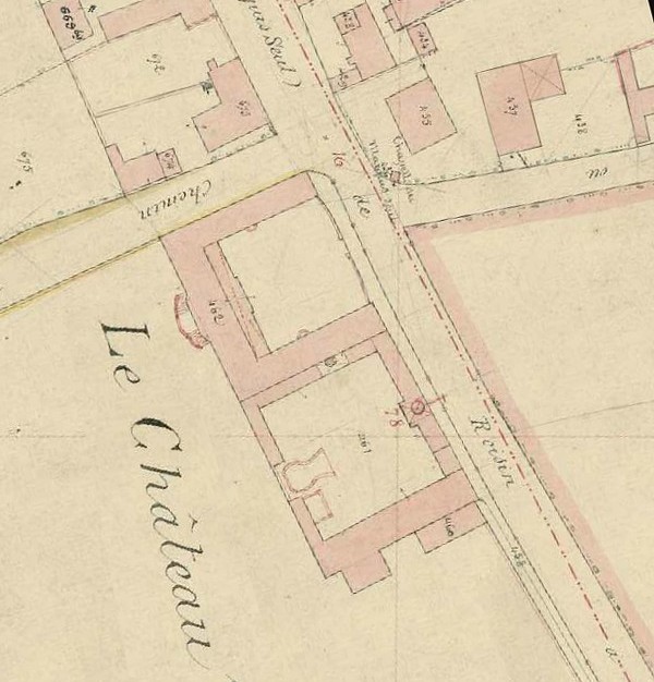 Le château de l'Epine à Wargnies le Petit sur le cadastre de 1896.