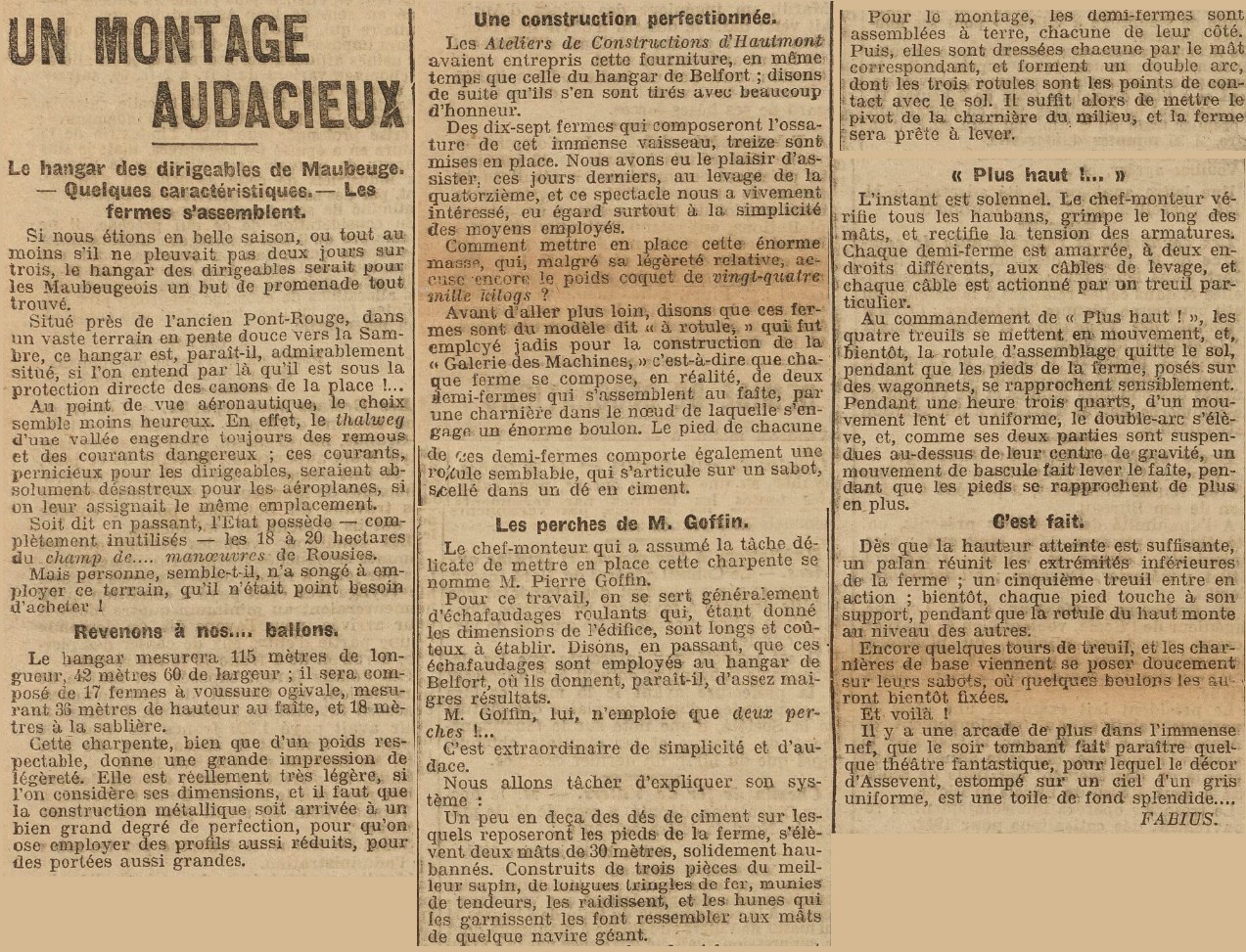 Le hangar du dirigeable à Maubeuge en construction