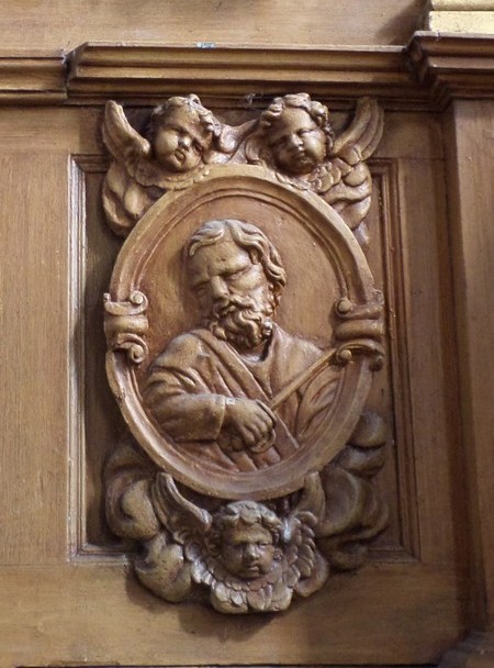 Eglise de Gussignies, détail du retable.