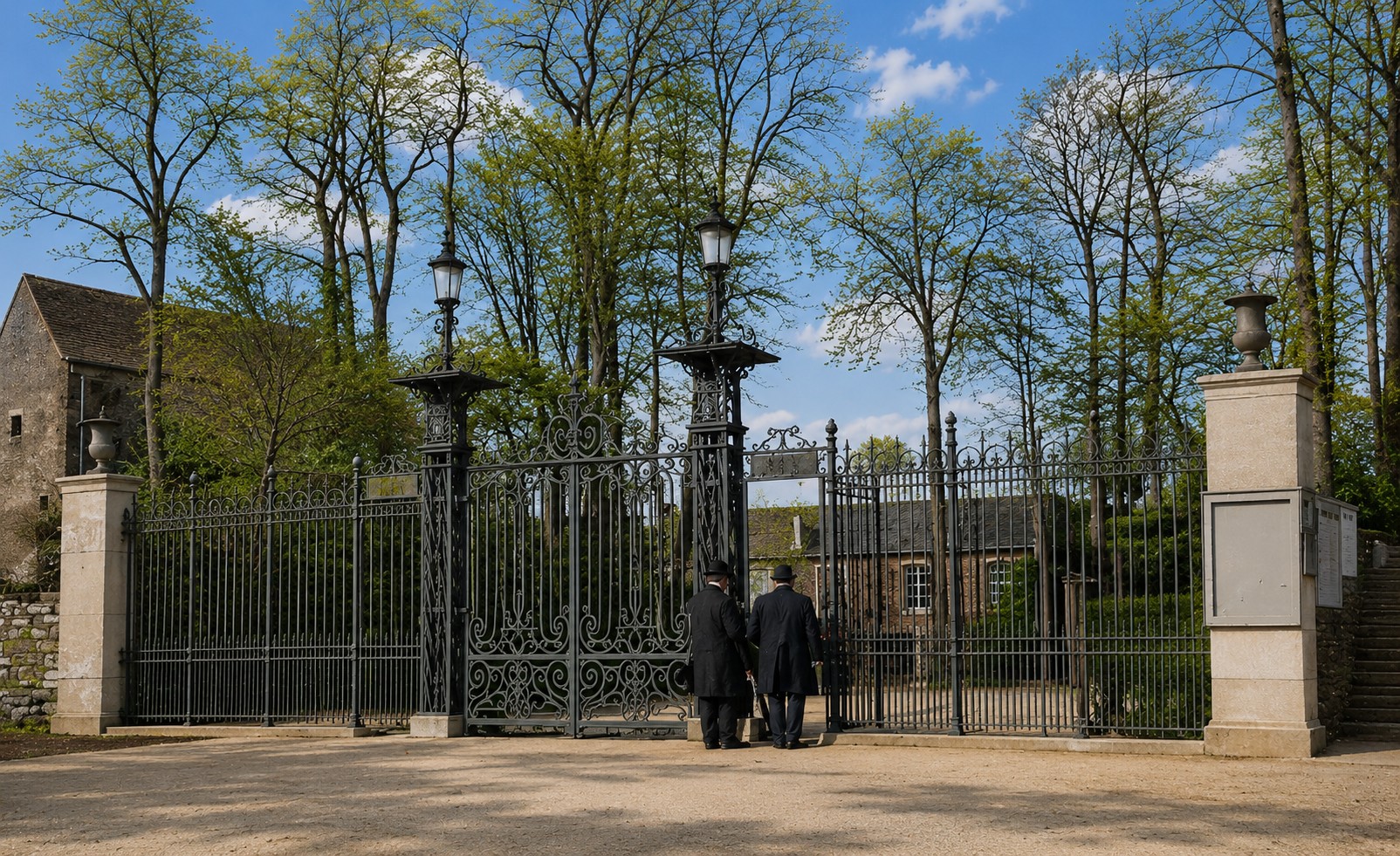 Hautmont: l'ancienne mairie, la grille du parc