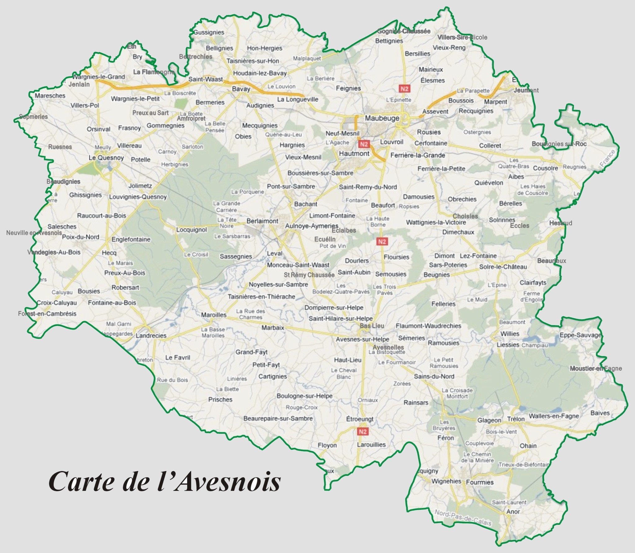 Carte de l'Avesnois.