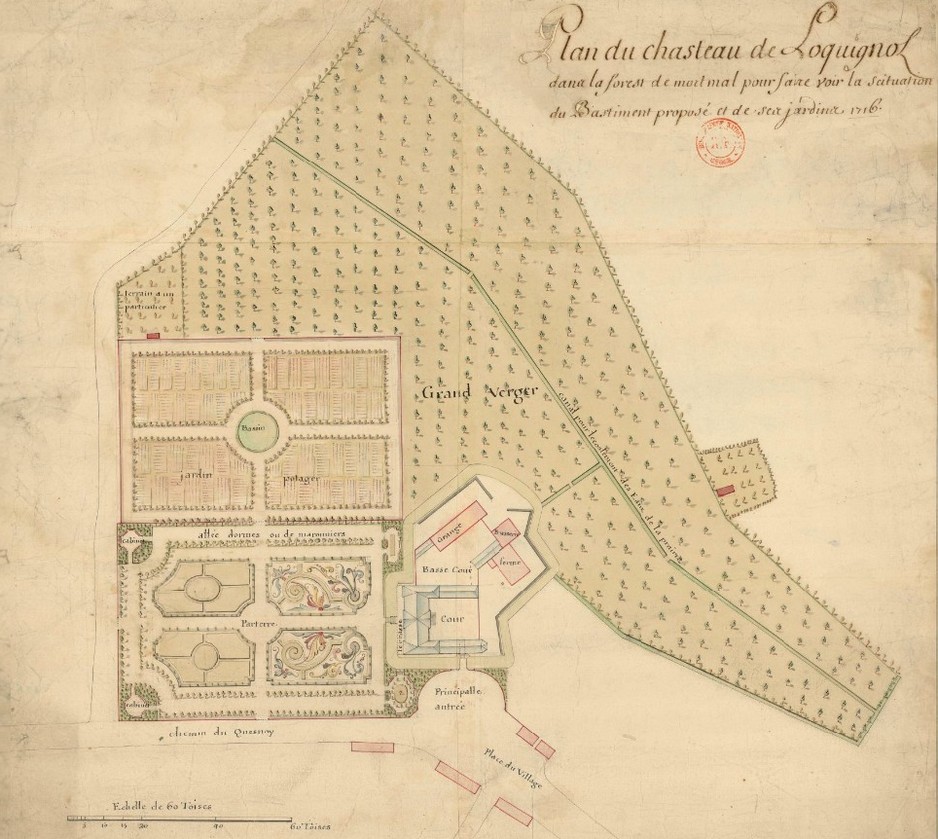 le château de Locquignol et ses jardins tels qu'ils étaient en 1716 