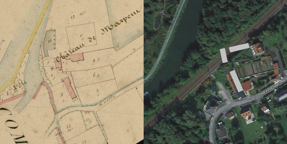 Le château de Marpent sur le cadastre de 1845.