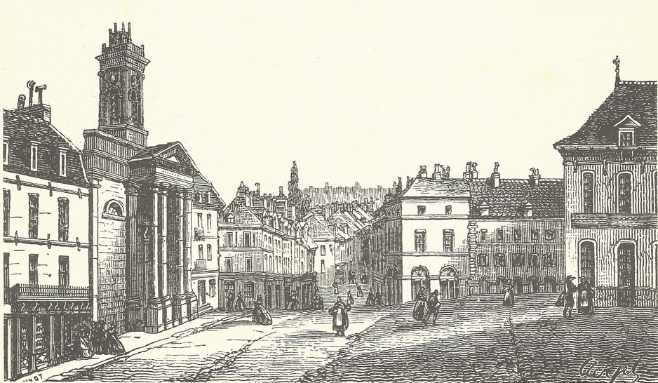 Maubeuge avant 1880. Sur la gauche, l'église Saint Pierre, Sainte Aldegonde 