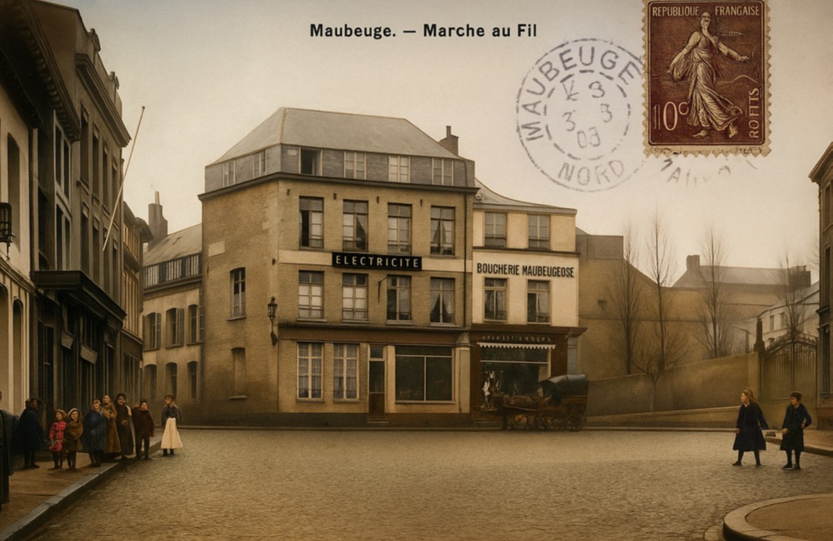 Maubeuge, le marché ax fils en 1907