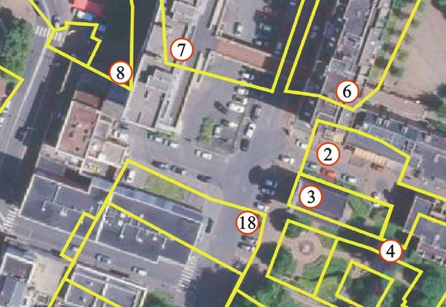 Maubeuge, vue satellite de la place d'Armes et du marché aux Herbes