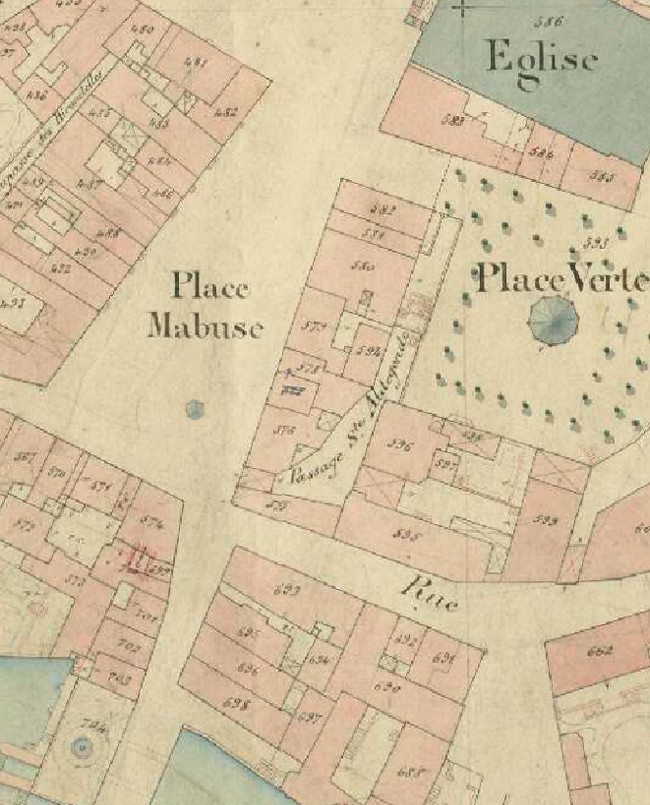 Cartes postales anciennes de Maubeuge, cadastre de la place Mabuse.