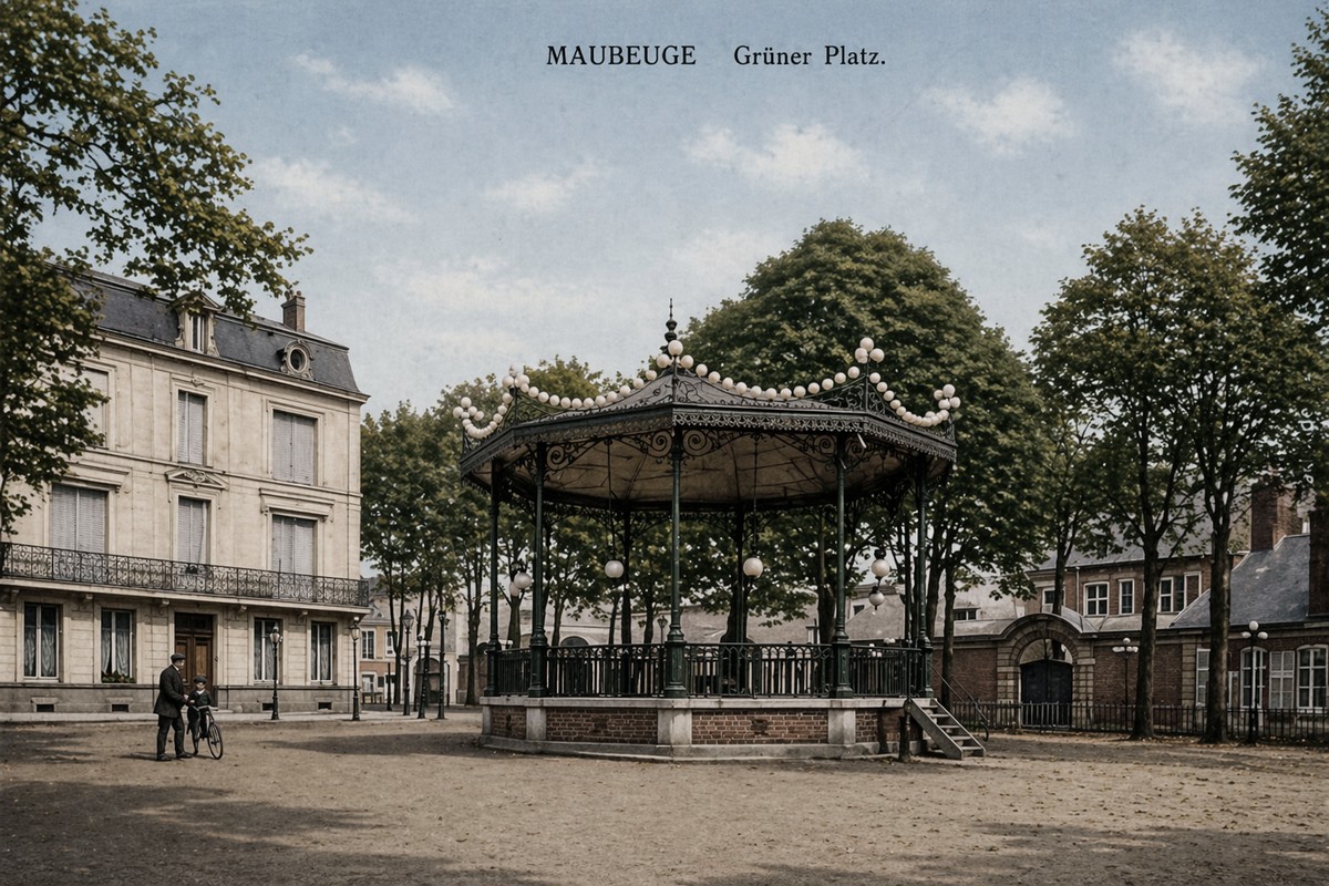 Maubeuge, cartes postales anciennes, la place Verte, le kiosque