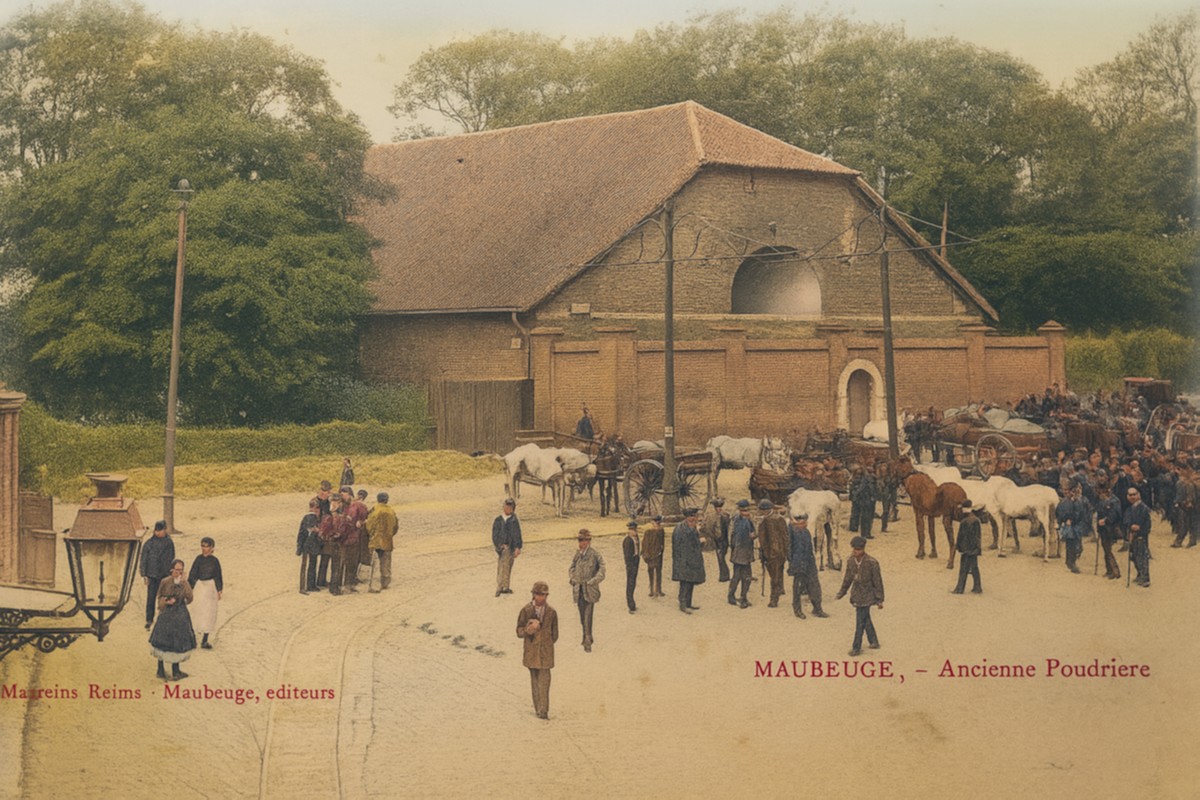 Maubeuge, la poudrière de la porte de Mons sur une CPA de 1911.