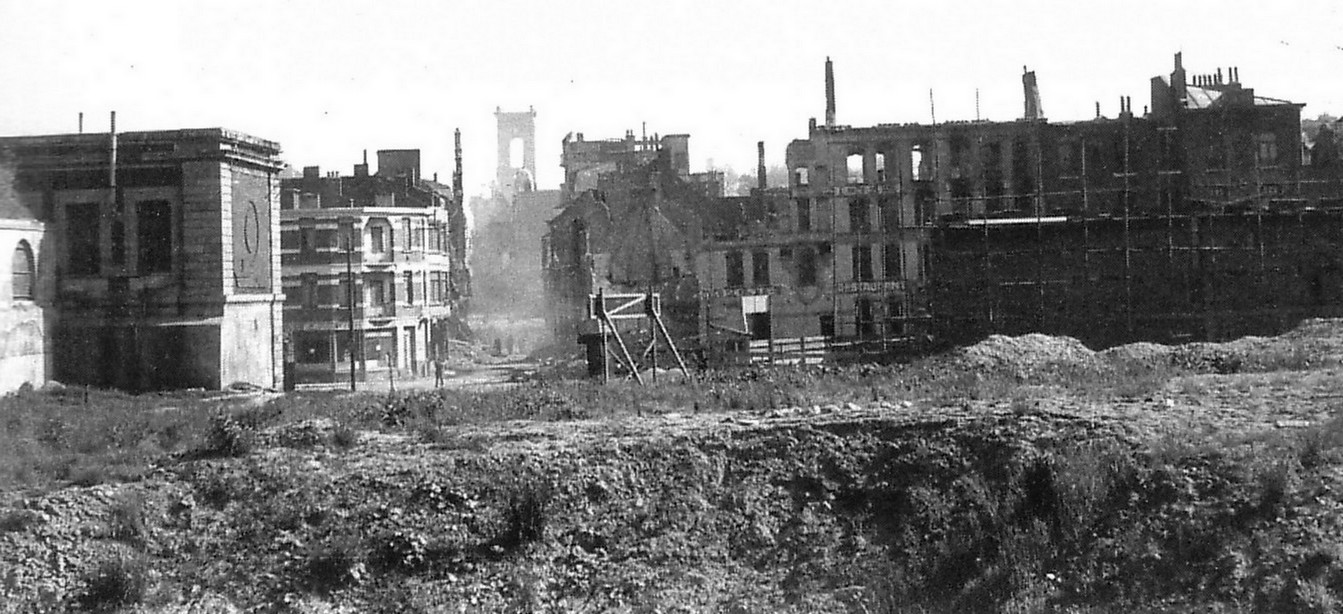 Maubeuge, les ruines de l'hôtel de la Poste et de la rue de France