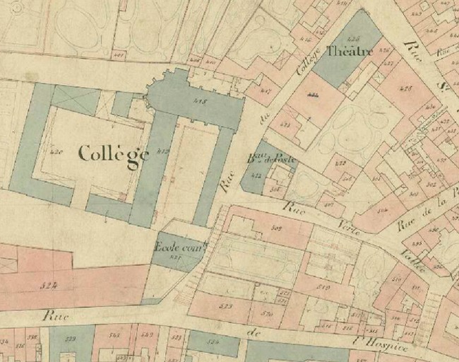 Cartes postales anciennes de Maubeuge, salle Sthrau, Collège, Banque de France, La Poste, le cadastre