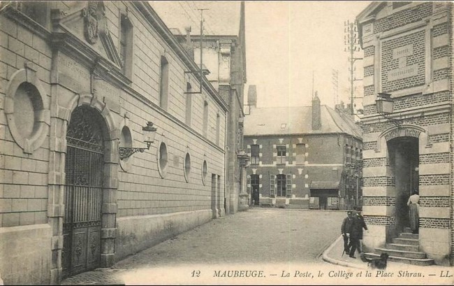 Cartes postales anciennes de Maubeuge, salle Sthrau, Collège, Banque de France, La Poste