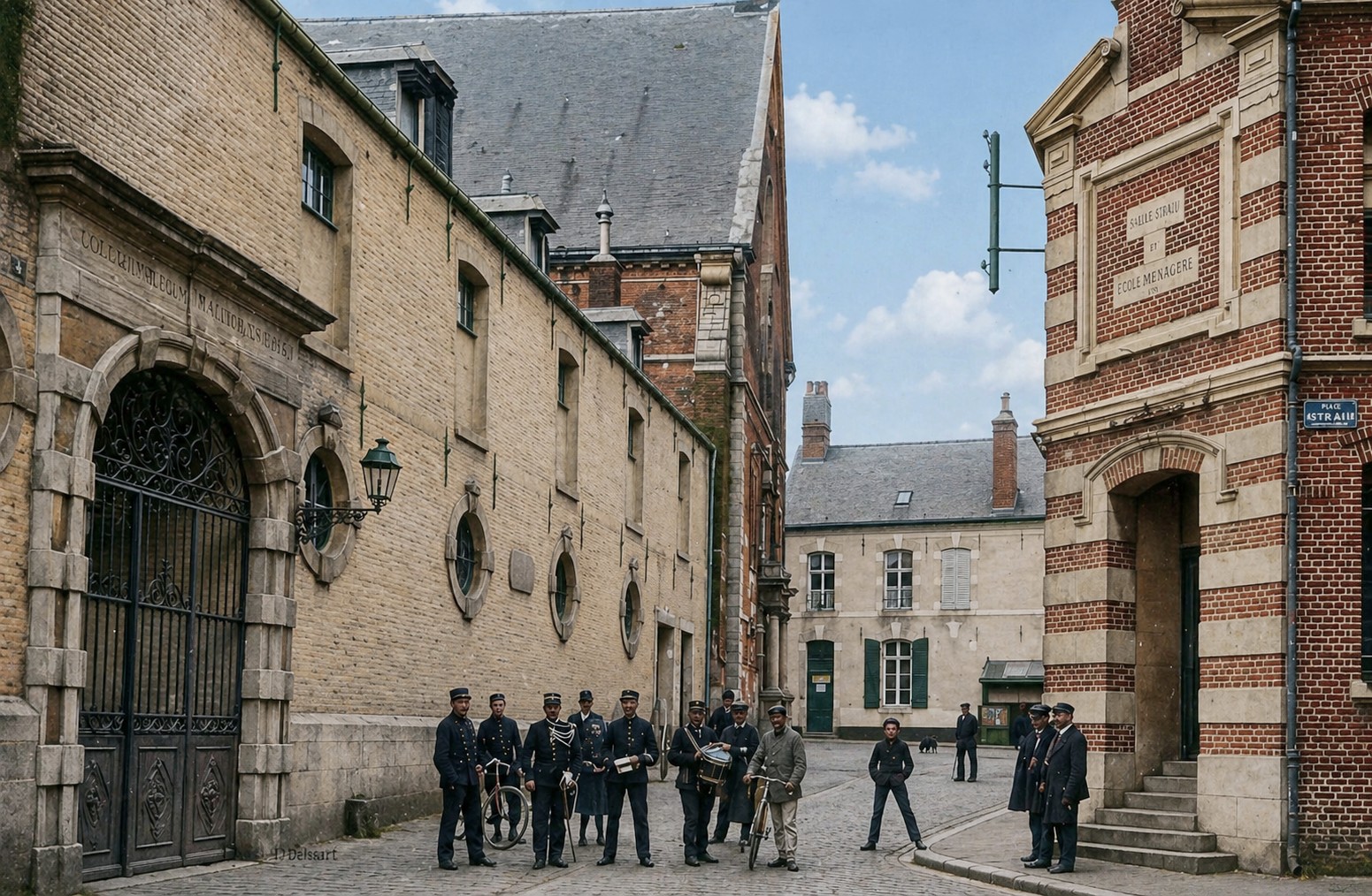 Cartes postales anciennes de Maubeuge, salle Sthrau, Collège, Banque de France, La Poste