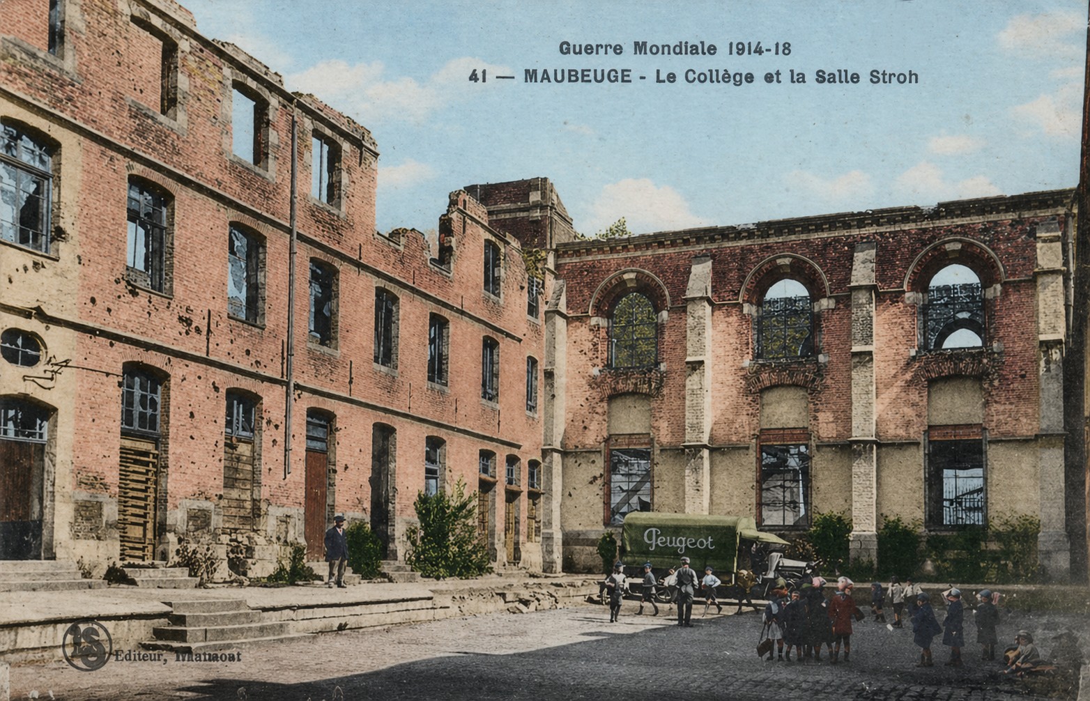Cartes postales anciennes de Maubeuge, salle Sthrau, Collège, Banque de France, La Poste