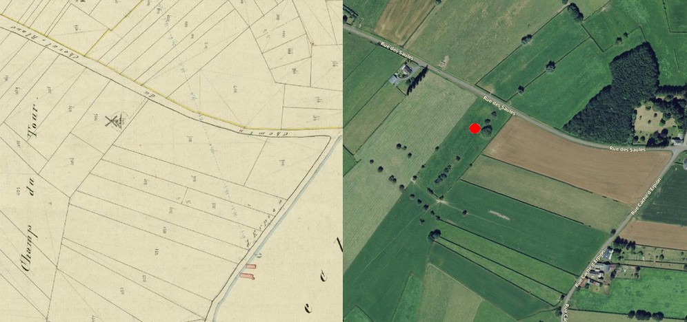 Avesnois, le moulin à vent de Gommegnies sur le cadastre de 1826.