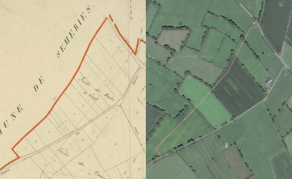 Le moulin à vent de Rainsars sur le cadastre de 1825