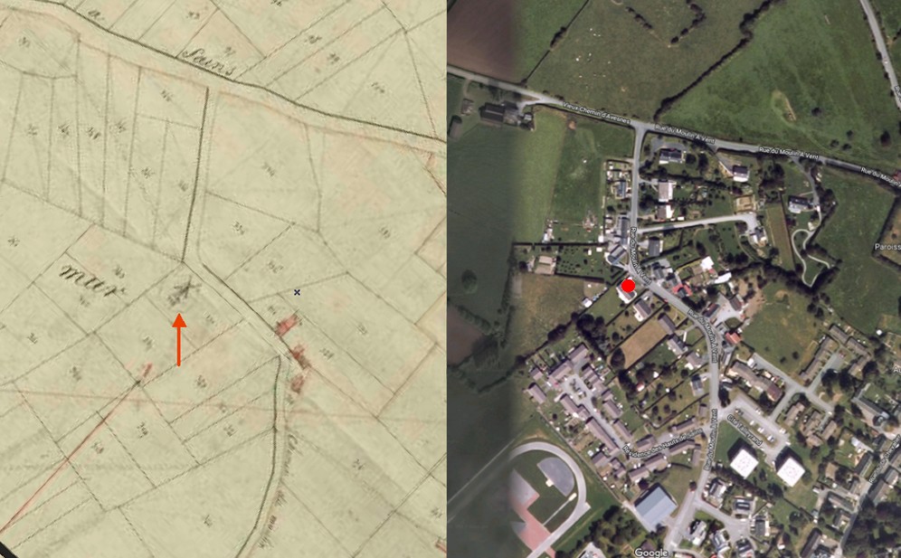 Le moulin à vent de Sains du Nord sur le cadastre de 1813