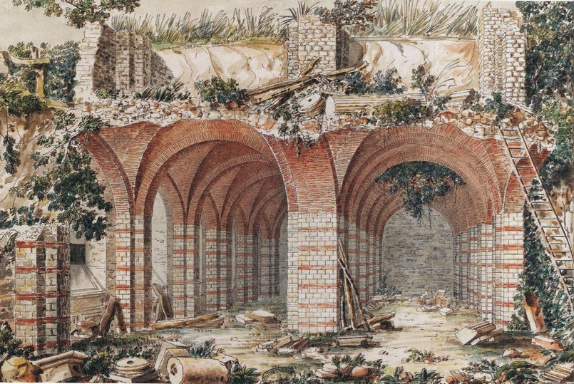 Vue générale du cryptoportique de Bavay vu par Antoine Niveleau, architecte