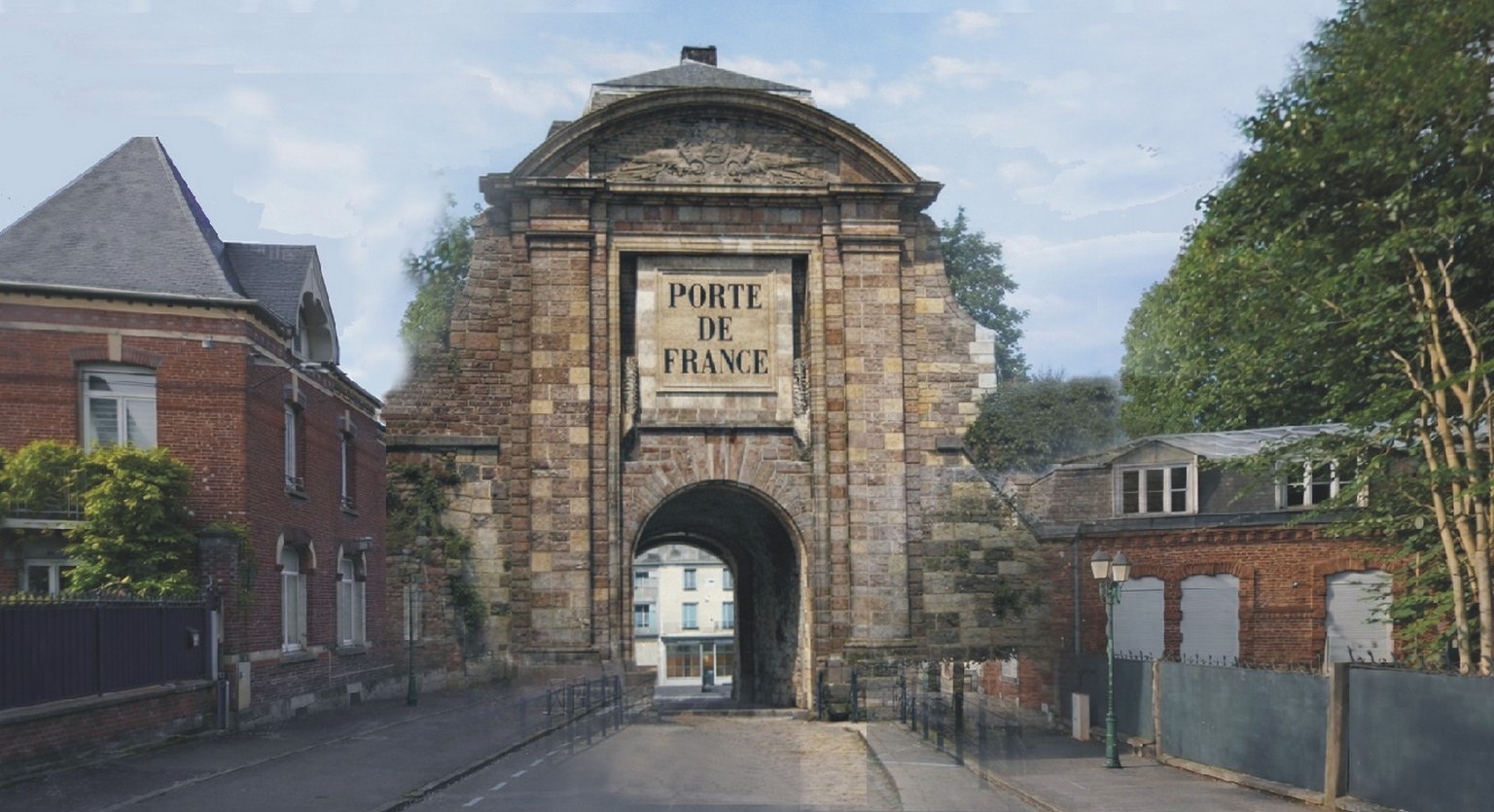 Projection de la porte de France côté campagne dans le paysage actuel