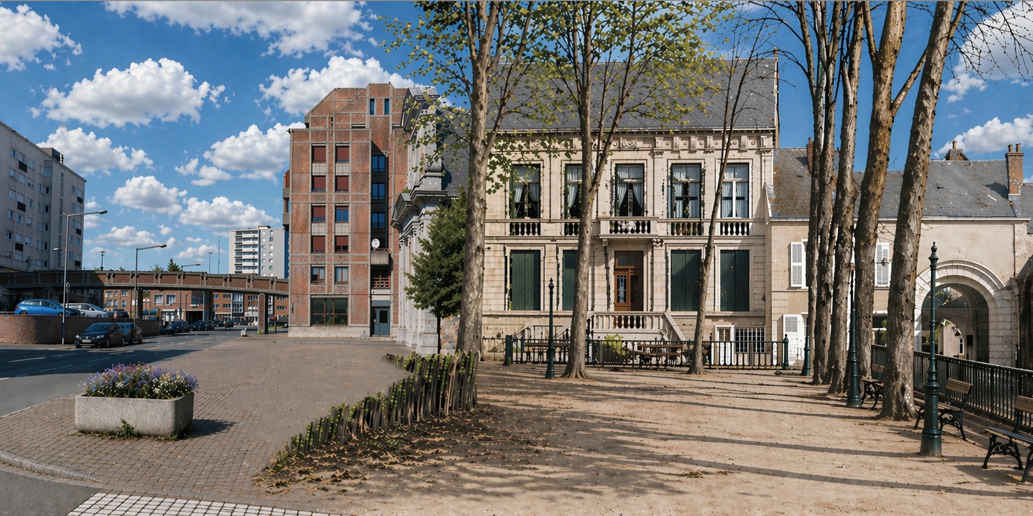 Projection de l'ancienne Caisse d'Épargne et de la chapelle des Sœurs Noires