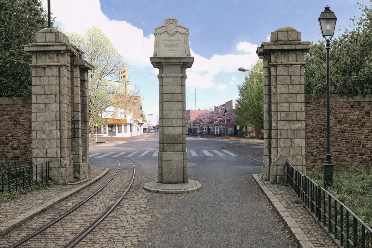 Projection de la porte de Bavay côté campagne