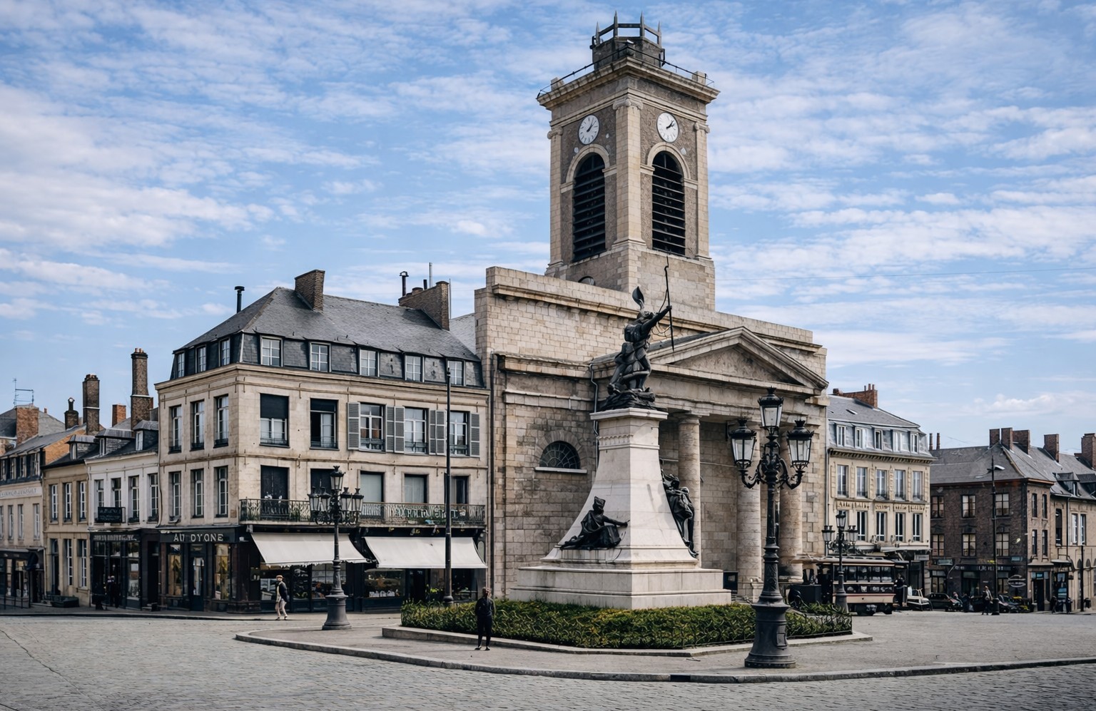 Place d'Armes et église Saint-Pierre à Maubeuge