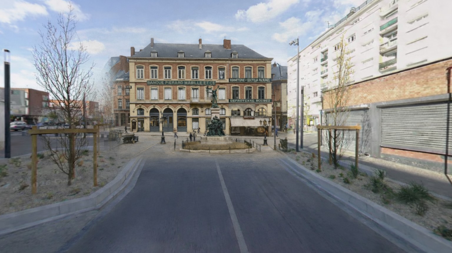 Projection du haut de la place d'Armes