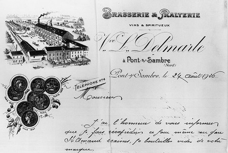 Papier à entête de la brasserie Delmarle à Pont sur Sambre