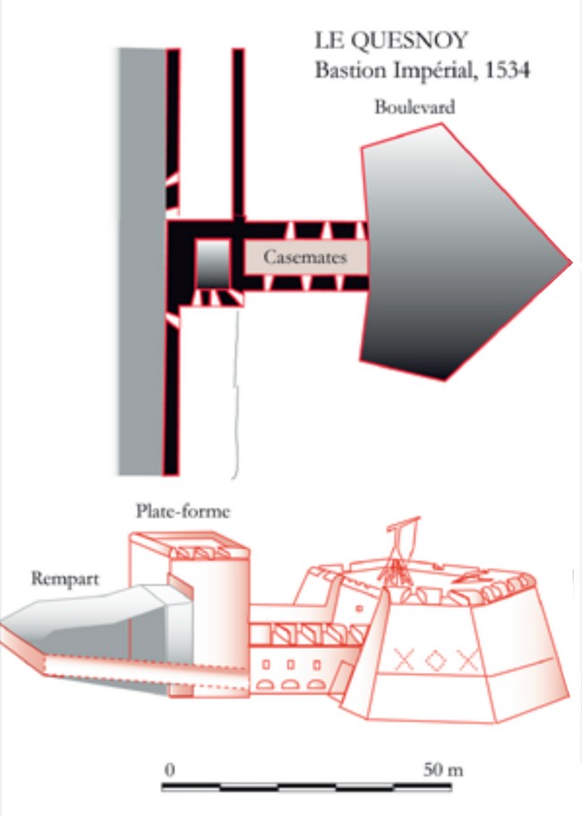 Les remparts de Le Quesnoy, dessin du bastion Impérial