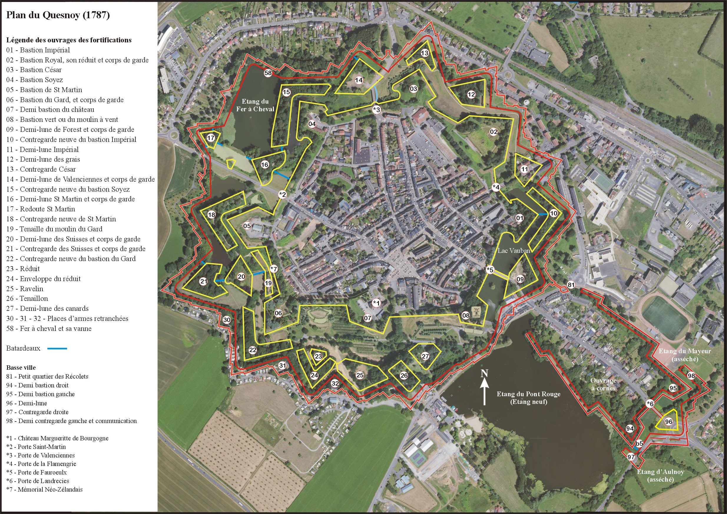 Le Quesnoy, ses remparts. Histoire des fortifications de Vauban.  Plan de 1787.